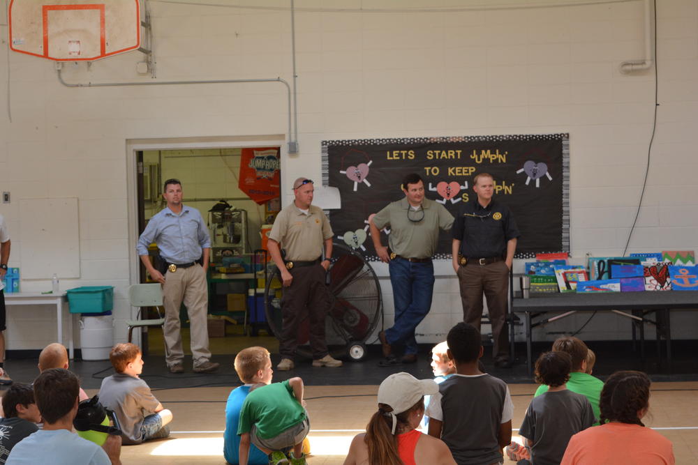 Investigators with the Cherokee County Sheriff office during the presentation at Centre Elementary school